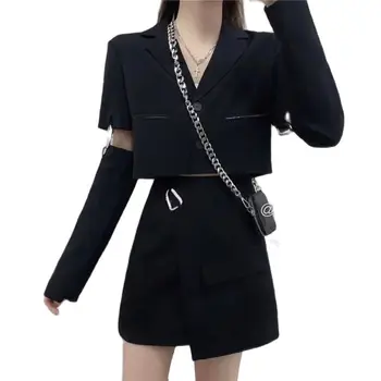 Módne Farby Krátke Sukne Vyhovovali Ženské Nové Obleky Pre Ženy 2022 kórejský Štýl, Oblečenie pre Ženy Tmavé Linky 2 Dielna Sada Ženy
