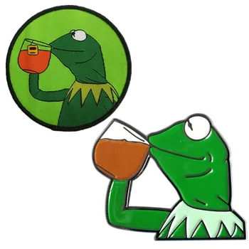 Žabiak Kermit Popíjali Čaj, Vyšívané a Pin Nastaviť