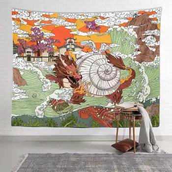Dragon Gobelín Japonský Štýl Stene Visí Darčeky Pre Umelcov Abstraktné Umenie Vlny Domova