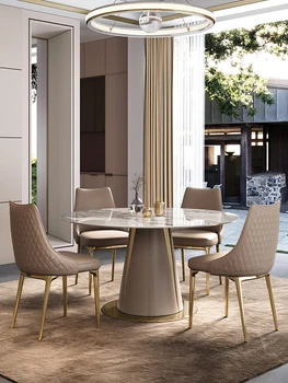 Rock tanier jedálenský stôl a stoličky zmes malé domáce typ dovezené Pandora luxusný kamenný moderný jednoduchý jedálenský kolo tabl