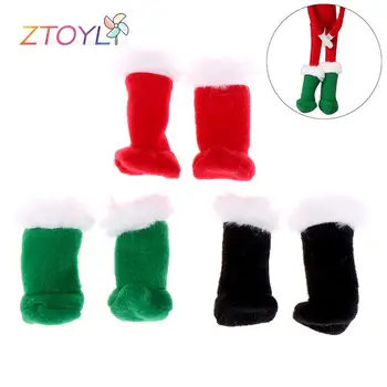 2 KS Christmas Elf Bábika Víly Topánky Hrubé Ponožky Čižmy Vianočné Prvok Hračky Pre Deti Príslušenstvo Vianočné Darčeky, 3 Farby