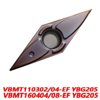 100% Originálne VBMT110302-EF YBG205 VBMT110304-EF VBMT160404-EF VBMT160408-EF 10pcs Karbidu Vložiť CNC sústruhu čepeľ Kvality EF