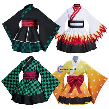 Nový Démon Vrah Kamado Tanjirou Agatsuma Zenitsu Rengoku Kyoujurou Ženy Štýle Kimono pre Unisex Halloween Cosplay Kostýmy