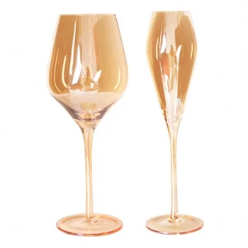Vysoko Kvalitné Módne Pokovovanie 200-650 ml Žltý Fire Krištáľové Sklo Červené Víno, Šampanské Pohár Ušľachtilý Elegantné poháre na Víno Drinkware