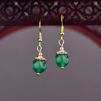 Retro Nádherné Zelené Crystal Prívesok Náušnice Temperamentného Elegantné Farebné Glazúry Eardrop Chinoiserie Palác Šperky