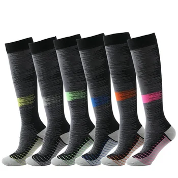Prúžok Vonkajšie Pružnosť Absorpciu Potu Kompresné Ponožky Priedušná Unisex Športové Tlak Ponožky Futbal Ponožky