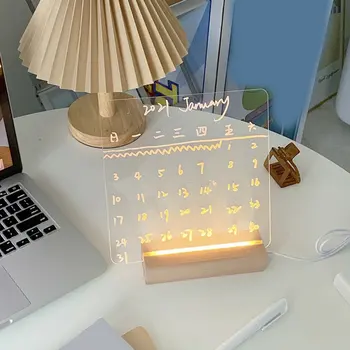 3D Led Nočné Lampy Drevené Led Lampa Base USB Kábel, Spínač DIY Nočné Svetlo Base 15 cm Dlhé Akryl Drevené Lampa Base White/Teplé Svetlo