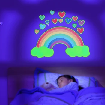 Svetelný Samolepky na Stenu Svietiť V Tme Cartoon Rainbow Mraky Láska Stenu, Nálepky, Nálepky na Domov, Baby, Deti, Spálne, Obývacia Izba Dekor