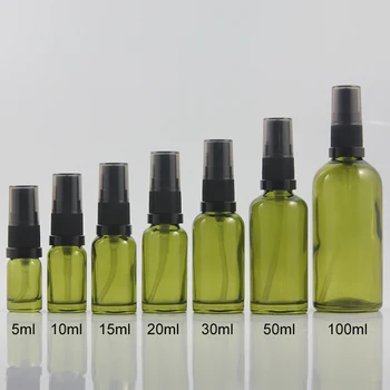 Prázdne olivový zelená 5ml hmlu sklenenej fľaši s čerpadlo, parfumy kontajner 5ml prenosné fľaše
