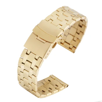 22 MM Ušľachtilé Zlato Hodinky Pásmo Oceľové Hodinky Remienok Jemné Skladacia Spona s Bezpečnostným Náramkové hodinky Band Náramok pasek robiť zegarka
