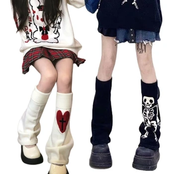 Ženy Harajuku Nohu Teplejšie Ponožky Gotický Zrastov Srdce Kostra Nohy Kryt Streetwear