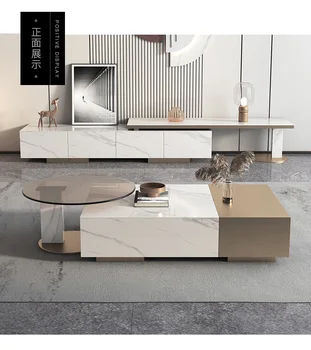 Luxusné bridlice TV, skriňa, konferenčný stolík zmes Nordic moderný jednoduchý malé-veľké domáce obývacia izba podlaha skrine