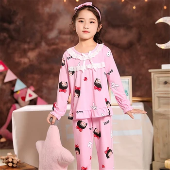Deti Pyžamá 2020 Jeseň nové Dievčatá Sleepwear Odev Dieťa Dojčenské Oblečenie Cartoon Pajama Sady Bavlna detské Pyžamá