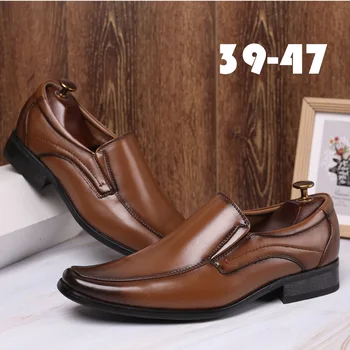 Muži kožené topánky vysokej kvality slip-on formálne podnikania muži oxfords topánky pánske bytov pre svadobné party zapatos de hombre