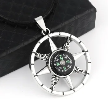 Európske a Americké Retro Kompas Náhrdelník Prívesok Nový Kreatívny Darček Šperky, Kožené Kábel Reťazca Veľkoobchod