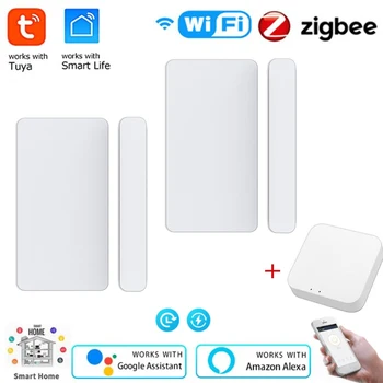 ZigBee Tuya Smart Home WiFi Senzor Dverí Otvorte Dvierka Detektory Bezpečnostný Alarm Ochrany Systému Home Security Alert Bezpečnostný Alarm