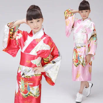 Nový Príchod Detí Japonské Tradičné Šaty Dievča Župan Kimono Deti Yukata Cosplay Costmues Dieťa Národnej Oblečenie 16