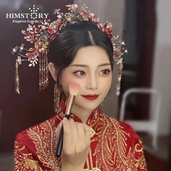 HIMSTORY Vintage Čínsky Štýl, Svadobné Doplnky do Vlasov Retro Kostým Princezná sponky do vlasov Headpiece Kostým Party Hlavu Šperky