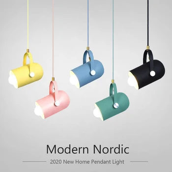 Homhi Farba Prívesok Svetlo Nordic Medi Jeden Strop Hanglamp Moderné Modrá Žltá Zelená Čierna Decoracion Hogar Moderno HPD-048