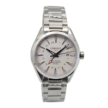 2021 Luxusné Muži Mechanické Náramkové hodinky z Nerezovej Ocele GMT Sledovať Corgeut Top Značky Zafírové Sklo Svetelný Šport Šaty Muž Hodiny