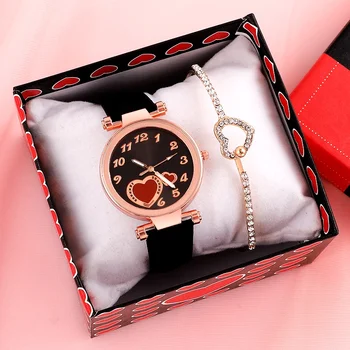 Módne Jednoduché Dizajnér Dial Láska Dámske Hodinky Bežné Luxusné Šaty, Kožené Náramkové hodinky S Diamond Krištáľový Náramok darček