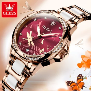 OLEVS Žien Automatické Mechanické Náramkové hodinky business ležérny štýl s volfrámové ocele watchband svetelný dámske luxusné hodiny