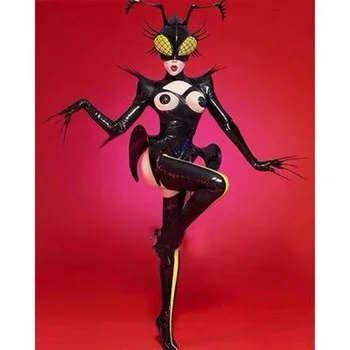 Sexy Hmyzu Cosplay Kostým Čiernej Bee Budúcnosti Oblečenie Strany Gogo nočný klub spevák fáze show kostým