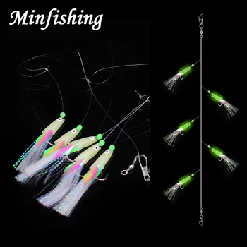 Minfishing 5 ks/pack String Háčiky Vysoko Uhlíkovej Ocele s Ostnatým Hák s Svetelný Mäkká Návnada Rieky Rybárske Náčinie