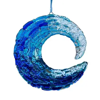 Oceánu Vlny Ornament Modrá Akrylového Skla Mora Vysokej Farebné Okenné Dekorácie Skyblue Vlna Závesy Dekor Pre Domáce Spálňa Kancelária