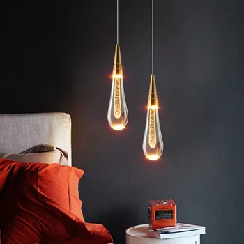Kreatívne gold drop-tvarované luster romantickom štýle svetlo luxusné LED svietidlo moderné sklenené vnútorné osvetlenie spálne, Nočné lampy