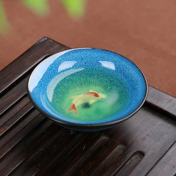 6Pcs Jún Porcelánu Kung Fu čajových šálok Tenmoku ryby zábava šálku čaju 35ml