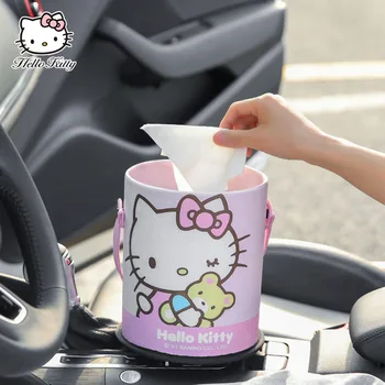 Hello Kitty Sanrios Anime Série Karikatúra Roztomilý Auto Zadný Rad Vody Dôkaz Multifunkčné Smetiarske Môže Vec Úložný Box Dievča, Darček