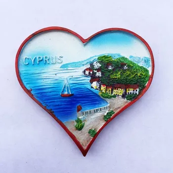QIQIPP Cyprus cestovné suvenírov tvorivé tvare srdca výhľadom na more trojrozmerné magnetické nálepky chladnička magnety