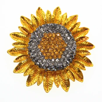 30pcs/veľa Žltá Drahokamu Slnečnice Tvare Brošne Crystal Kvet Brošňa Pin pre Ženy