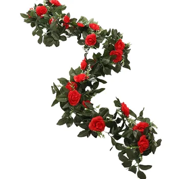 2.2 M Umelé Ruže, Kvety Ratan Jeseň Malé Pivónia String Dekor Hodváb Falošné Garland Pre Svadobné Domov Hotel Záhradné Dekorácie