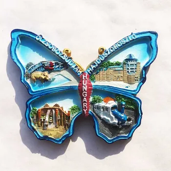QIQIPP maďarský orientačné body, štyri scénické miest, turistické suveníry, tvorivé motýle, poistný magnetický