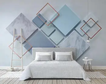 Steny papier 3d nástenná maľba vlastné obývacia izba, spálňa Jednoduché geometrické námestie mramoru stereo TV pozadí steny 3D Tapety