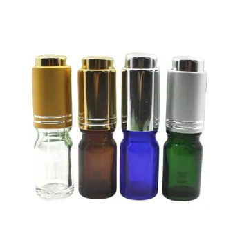 5ml 50pcs priehľadná/modrá/zelená/hnedá sklenená fľaša s striebro čerpadla kvapkadla esenciálny olej sérum kvapaliny starostlivosť o pleť, kozmetické pack