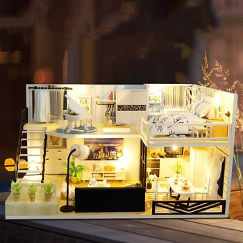 3D DIY domček pre bábiky Kit Miniatúrny Byt s Nábytkom Deti Plavidlá HOBBY Hračky Vianočný Darček k Narodeninám