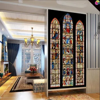 Vlastné Cirkvi vitráže 3D Foto Tapety Európskej Hotelovej Reštaurácii Chodby, Priemyselné Dekor Pozadí nástenná maľba na Stenu Papier