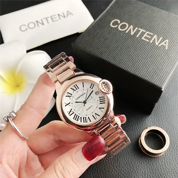 Jednoduché dámske Quartz Hodinky Luxusné Nehrdzavejúcej Ocele Dámske Náramkové hodinky s Calenda Módne Rose Gold Žena Hodiny reloj mujer