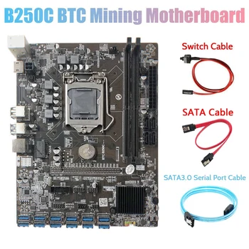 B250C Baník Doske+SATA3.0 Sériový Port, Kábel usb+SATA Kábel+Prepínač Cable12 PCIE Na USB3.0 Slot GPU LGA1151 DDR4 Pre BTC