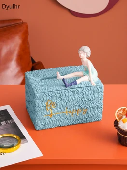 Moderné, jednoduché multifunkčné domácej ploche úložný box tvorivé dievča živice tkaniva box čerpanie box domáce dekorácie príslušenstvo