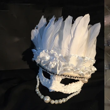Pierko Parochňu Headdress masky Pierko pearl maska Cosplay halloween party ženy fáze show model pódium Pearl Maska