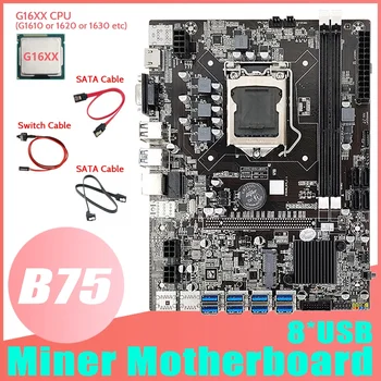 B75 ETH Ťažba Doske 8XPCIE Na USB+G16XX CPU+2XSATA Kábel+Switch Kábel LGA1155 MSATA B75 USB Baník Doska