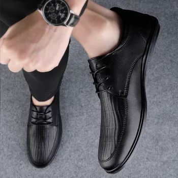 Nové 2022 Retro Britský Štýl Mužov Cowhide Bežné Kožené Topánky Značky pánske Topánky Móde Vonkajšie Chôdza Človeka Topánky Chaussure Homme