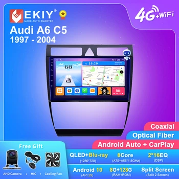 EKIY T7 QLED DSP Android Auto Rádia Pre Audi A6 C5 1997-2004 S6 RS6 Stereo Auto Multimediálne Video Prehrávač 2din Carplay GPS Navi