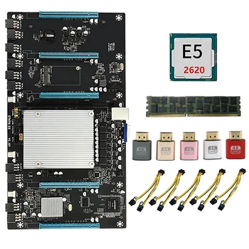 ETH79-X5 BTC Ťažba Doska S E5 2620 CPU+8G DDR3 RAM+Virtuálne Zobrazenie Adaptér+Napájací Kábel LGA2011 5 PCIE16X 65Mm