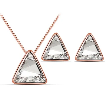 Módne šperky crystal sady náhrdelníky náušnice kórejský charms trojuholník jewellry veľkoobchod _ na streche tajomstvo