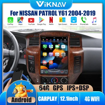 Android auto Rádio multimediálny prehrávač pre NISSAN PATROL Y61 2004-2019 stereo auto vertikálne Dotykový displej Vedúci Jednotky Carplay